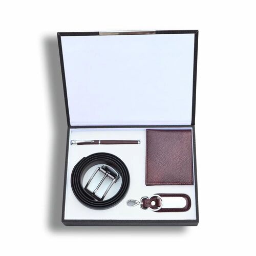 Stylist Corporate 4 In 1 Gift Set - Brown, Standard Size, Box Packaging | Eco Friendly, Rectangular, Office Use