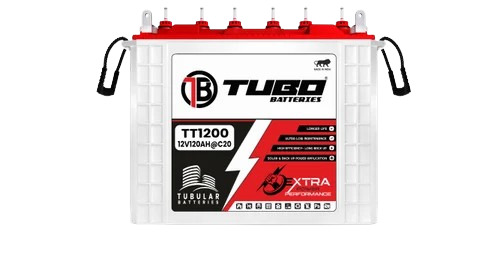 120 Ah Tall Tubular Battery - White and Red, Sealed 12V | Inverter, Industrial, Telecom, Solar, UPS Use