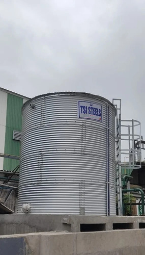 40000 L Zinc Aluminium Water Storage Tank - PVC Liner, Vertical, Gray, 0.8mm Thick, Leak & Rust Proof
