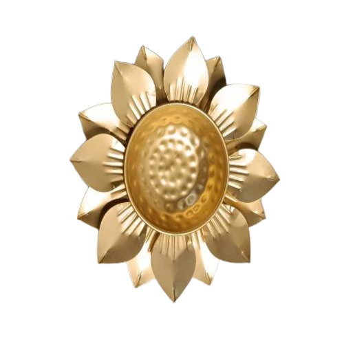 Metal Flower Petals Urli - Iron Metal, Round, Golden Color, Set of 3 | Durable, Fine Finished, Hand Crafted, Festival Decor