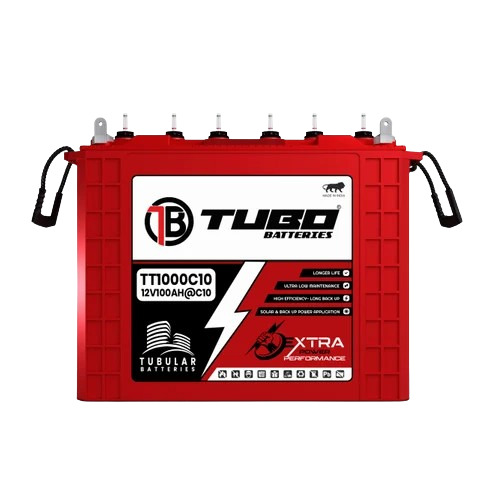 Tt1000c10 Solar Tubular Battery - 12V 100AH Tall Tubular, 24 Months Warranty, High Backup Capacity, Low Maintenance