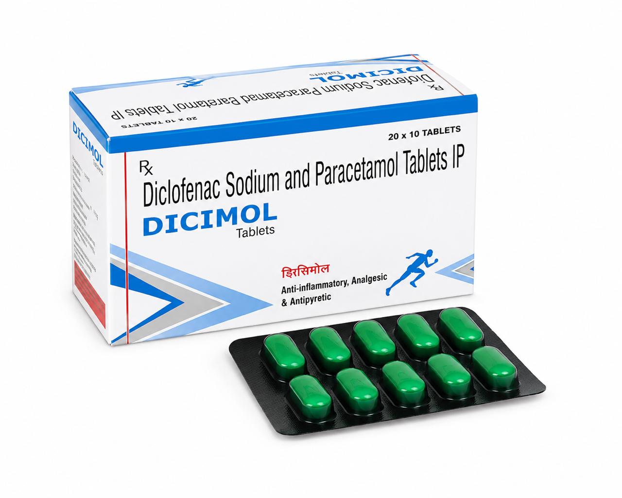 Dicimol Diclofenac Sodium And Paracetamol Tablets Ip - Age Group: Adult
