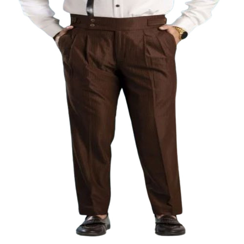 Mens Brown Casual Cotton Trouser