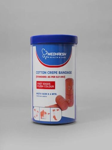 Cotton Crepe Bandage 10cm - Cotton, 10cm, Skin Color | Comfortable, Skin Friendly, Reusable, Container Packaging