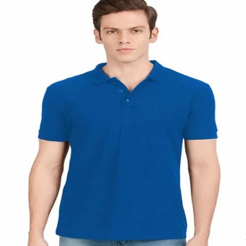Men Blue Cotton T Shirt