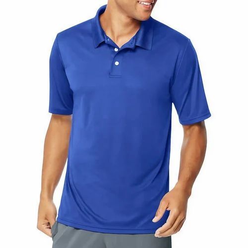 Men Half Sleeves T Shirt - Polyester, L-XXL, Blue, V-Neck | Lightweight, Quick Dry, Comfortable Fit