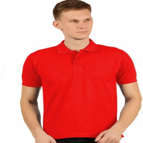 Men Plain Red Cotton T Shirt