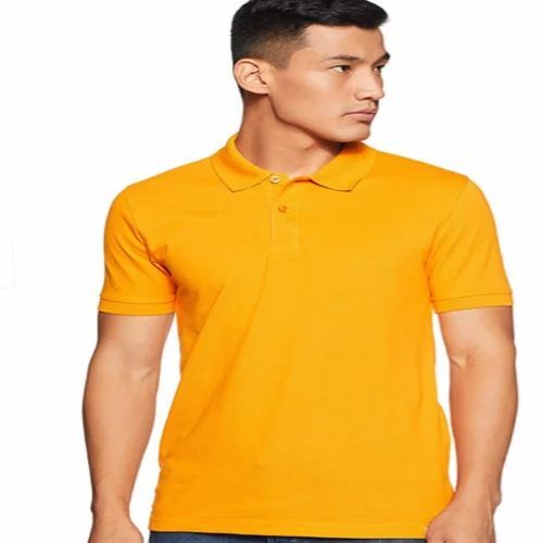 Men Yellow Cotton T Shirt
