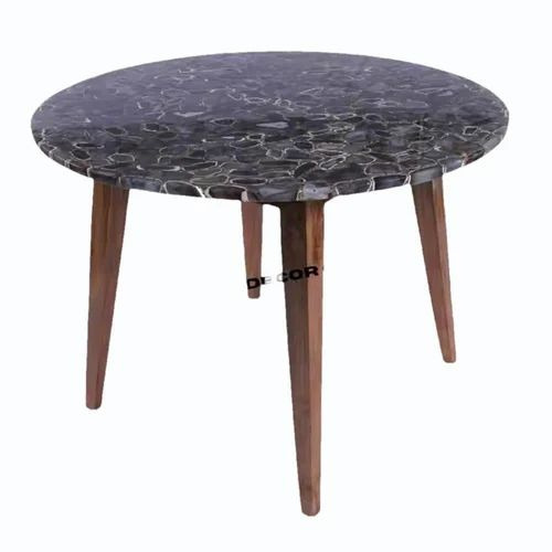 Agate Resin Black Round Table