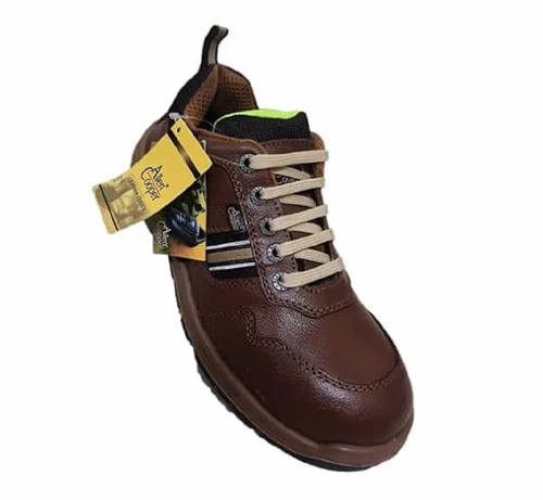 Allen Cooper Safety Shoes - Leather, PU Sole, Brown, Steel Toe | Water, Oil, Chemical Resistant, Lace-Up