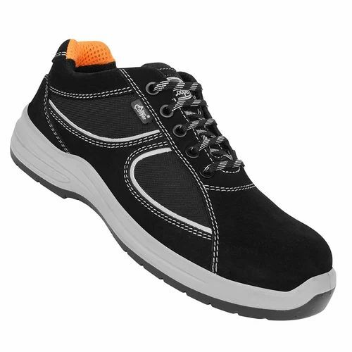 Allen Cooper Double Density PU Sole Safety Shoes - Leather, Black, PU Sole | Water, Oil, Chemical Resistant, Lace-Up, Anti-Static