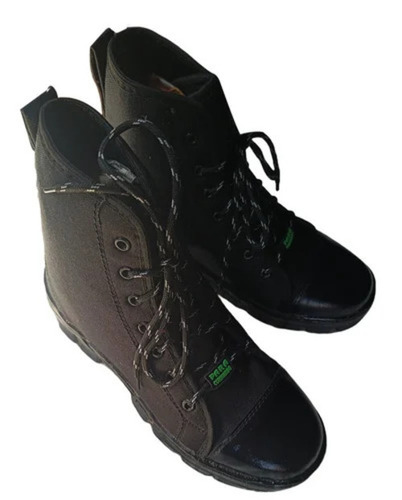 Black Leather Army Boots - Leather Size 8 Black, Rubber Sole, Laces | Durable Men's Footwear for Rainy, Spring, Summer, Winter