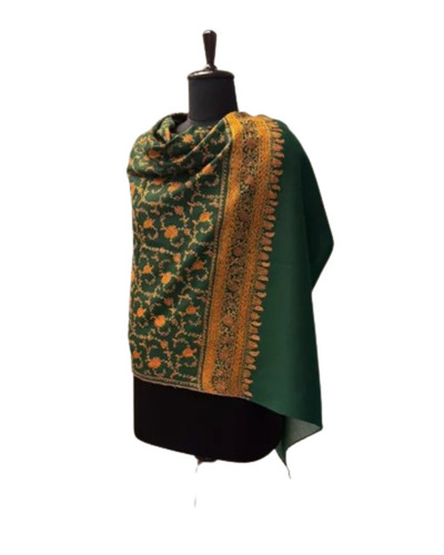 Bottle Green Women Woolen Pashima Shawl