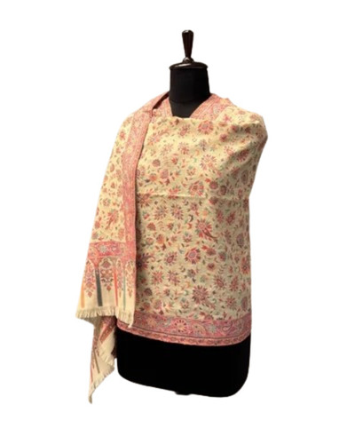 Cream Women Woolen Pashima Shawl