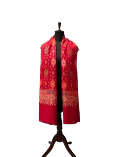Crimson Red Women Woolen Kani Shawl