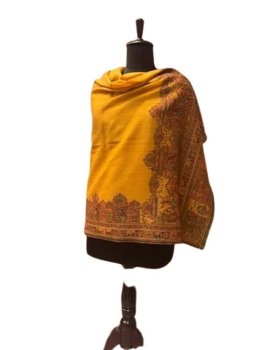 Dark Yellow Women Woolen Kani Shawl
