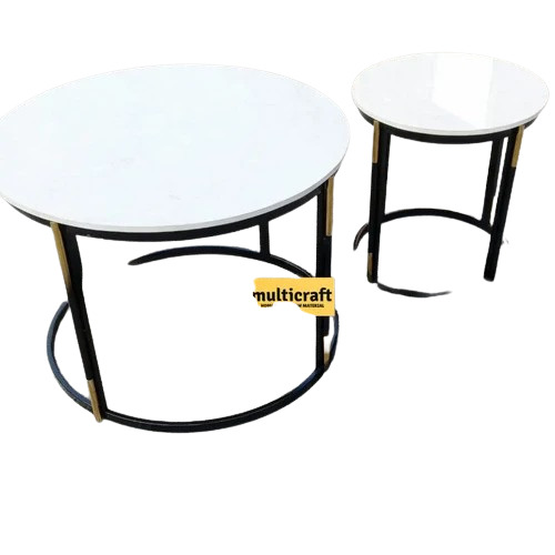 Elegant Round White Marble Console Table