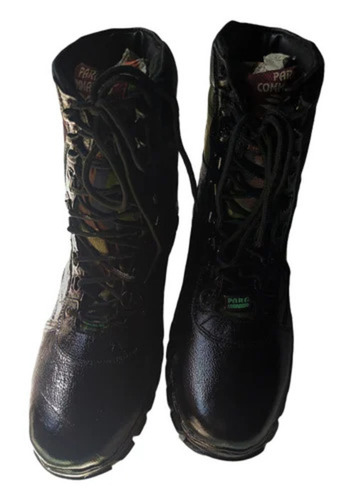 Men High Ankle Leather Army Boots - Leather, Size 9, Black, Polyurethane Outsole | Durable, Suitable for All Seasons