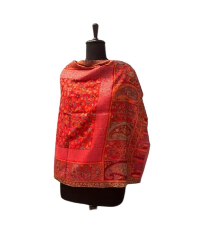 Neon Red Women Woolen Kani Shawl