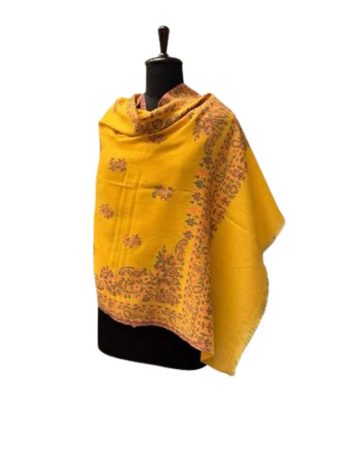 Pastel Yellow Women Woolen Kani Shawl