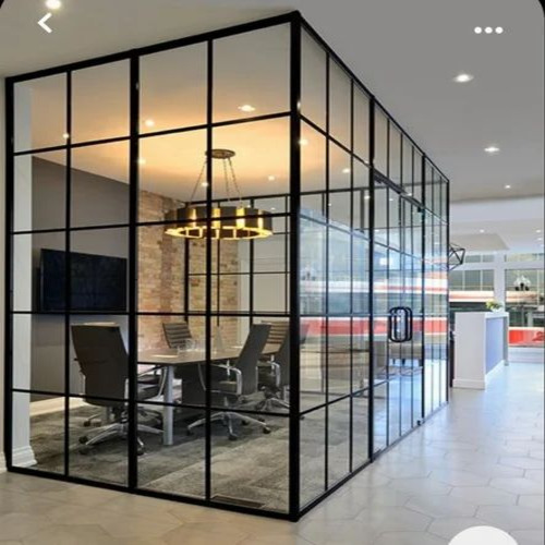 Slim Glaze Aluminium Grid Toughened Partition