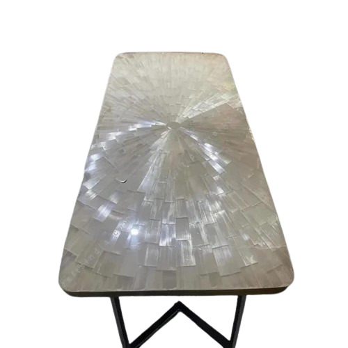 White Rectangle Selenite Table Perfect For Home Office Living Room