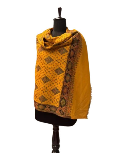 Yellow Women Woolen Kani Shawl - Design: Standard