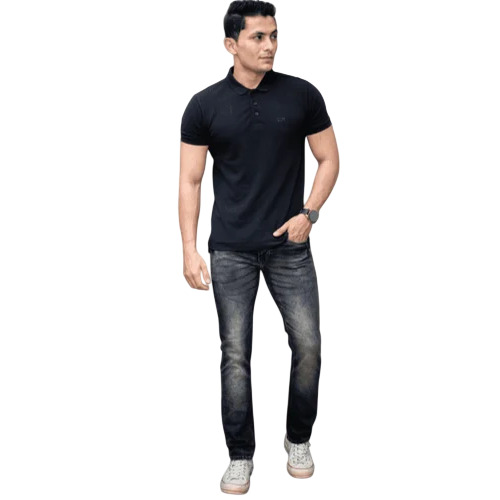 Dyed and Washed Slim Fit Black Jeans