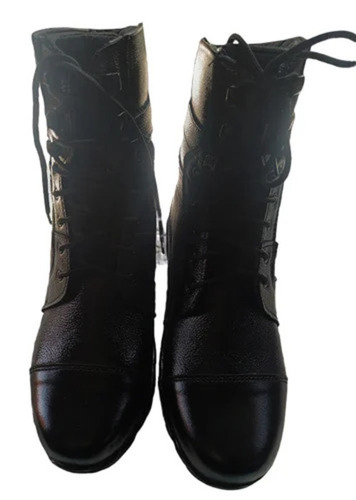 Men Black Leather Long Boots