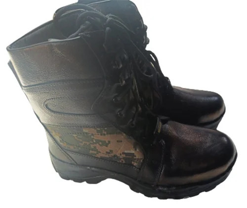 Men High Ankle Army Leather Boots - Leather Upper PVC Outsole Black/Brown Laced Waterproof Sizes 8 | Durable Men All-Season