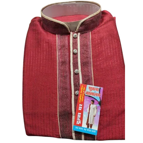 Men Red Kurta By Shukla Vastralay