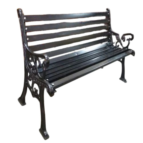 Outdoor Patio Bench - Wood And Iron, Brown, Backrest | Durable, Rust Proof, Lightweight, Attractive Design