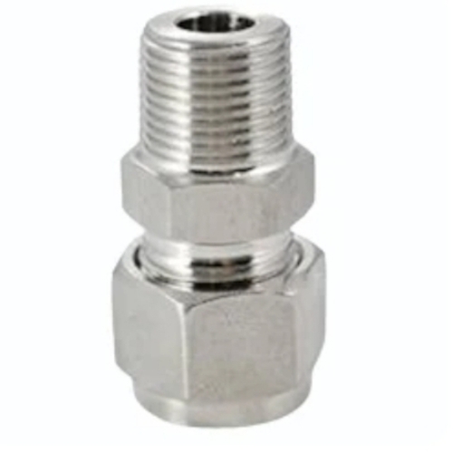 Stainless Steel Male Pipe Connector Nipple - Color: Silver