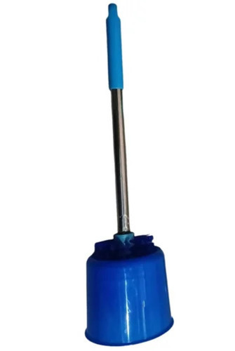 50cm Blue Polypropylene Toilet Brush - Stainless Steel and Plastic Handle, Medium Bristle Hardness