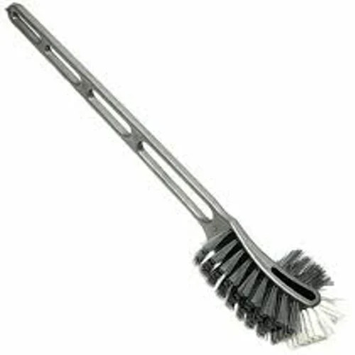 50cm Grey Polypropylene Toilet Brush With Plastic Holder, Soft Round Bristles