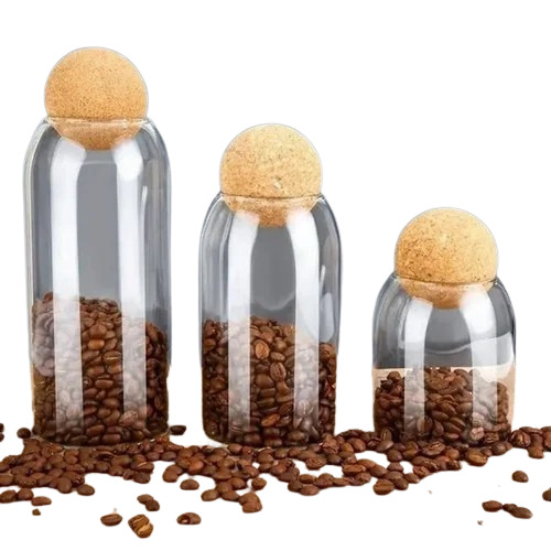 Borosilicate Glass Bottle With Cork Set Of 3