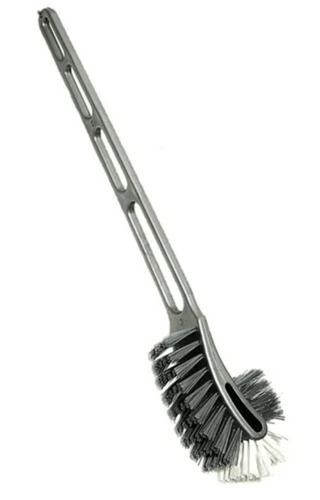 Grey Nylon Toilet Brush - Nylon Bristles, 35 cm Plastic Handle, Oval Hockey Head | Soft Bristles, For Toilet Clean, All Colors