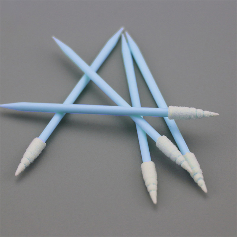 Open-Cell Polyurethane Foam Cleanroom Swab With Spiral Tip And Tapered Handle - Handle Type: Short