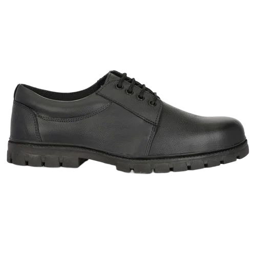 Black Safety Shoes - Leather, All Sizes, Black, Steel Toe, Lace | Durable, Comfortable, Rubber Insole