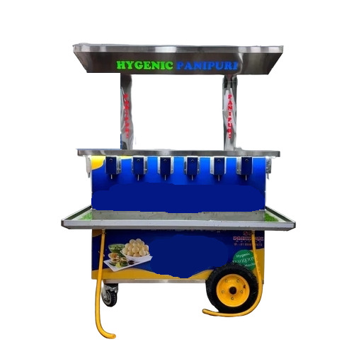Digital Panel 6 Nozzle Pani Puri Machine With Heavy Wheels - Color: Silver