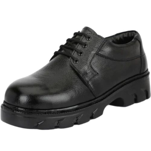 Leather Durable Safety Shoes - Leather, All Sizes, Black | Steel Toe, Rubber Insole, Anti-Slip, Lace Style