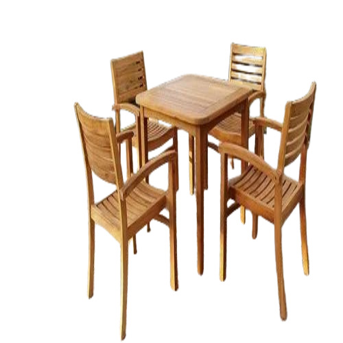 Polished Wooden Outdoor Dining Table Set