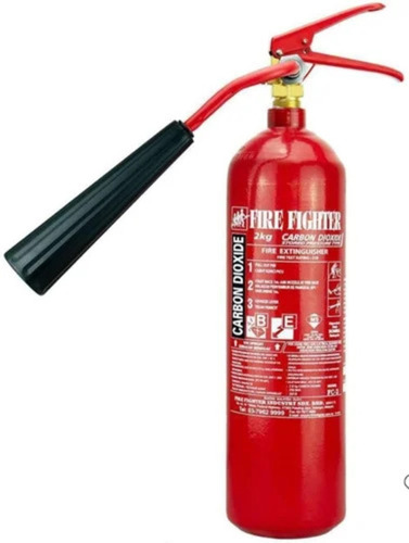 2 Kg Fire Fighter Co2 Extinguisher - Aluminium, Red, Portable, 21B Fire Rating, Squeeze Grip Valve