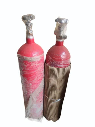 3 Kg Carbon Dioxide Cylinder - MS Material, Red Color, 34B Rating, Durable, Round Shape
