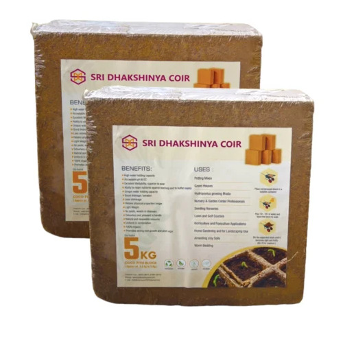 7 Inch Organic Coir Pith 5 Kg Block Low Ec Unseived