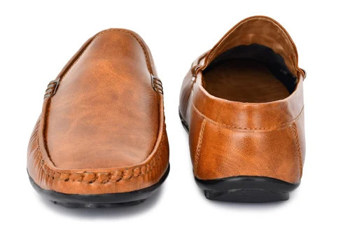Mens Brown Synthetic Leather Loafer Shoes - Synthetic Leather, Size 6-10, Brown | Slip-On PVC Sole, Casual Wear