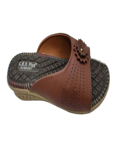 Dark Tan Brown Ladies Heel Sandal - PU Material, Medium Heel, Brown | Lightweight, Fancy Design, Rubber Outsole