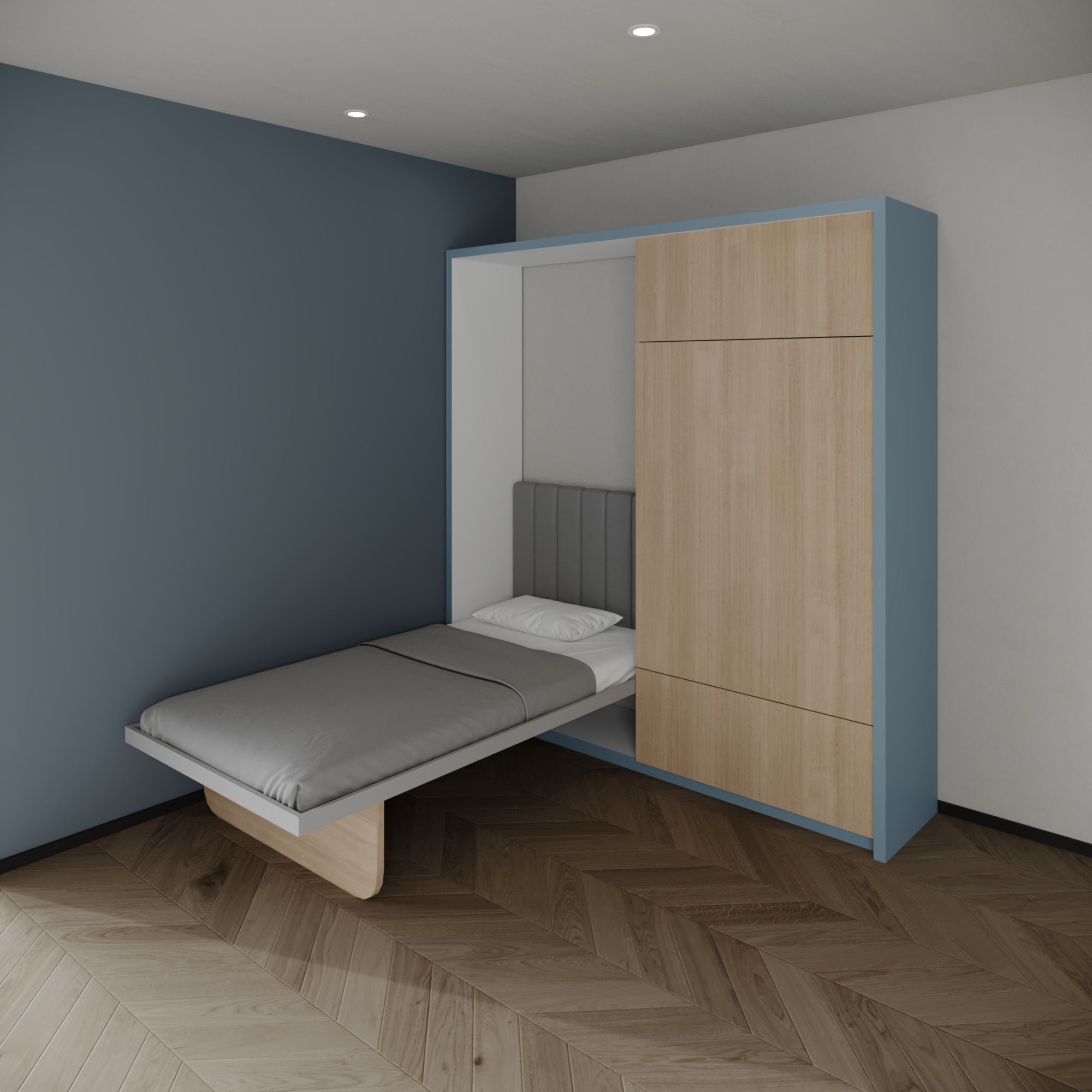 Single Wall Bed With Sliding Dining Table