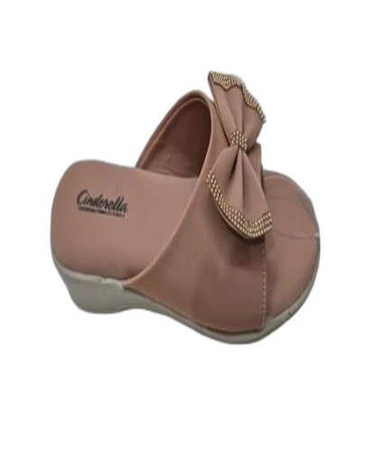 Soft Peach Ladies Heel Sandal - PU Material, Medium Heel, Peach | Lightweight, Unique Style, Multicolor Packaging