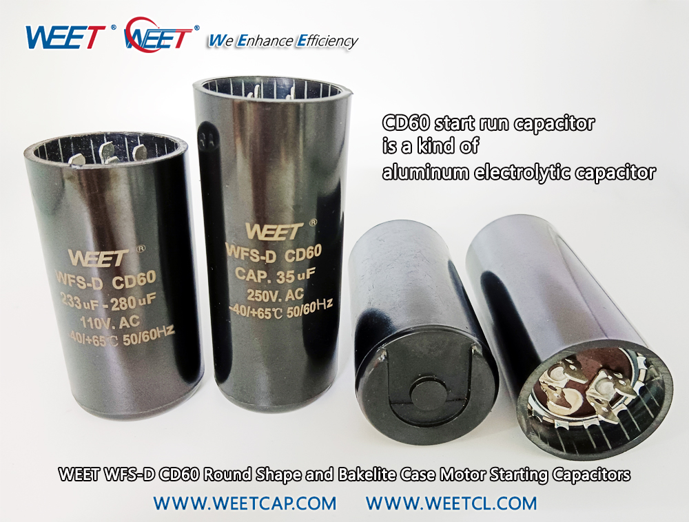 Weet Wfs Cd60 Round Shape And Aluminum Case Motor Starting Capacitors - Operating Temperature: -40  ~ +65 Celsius (Oc)